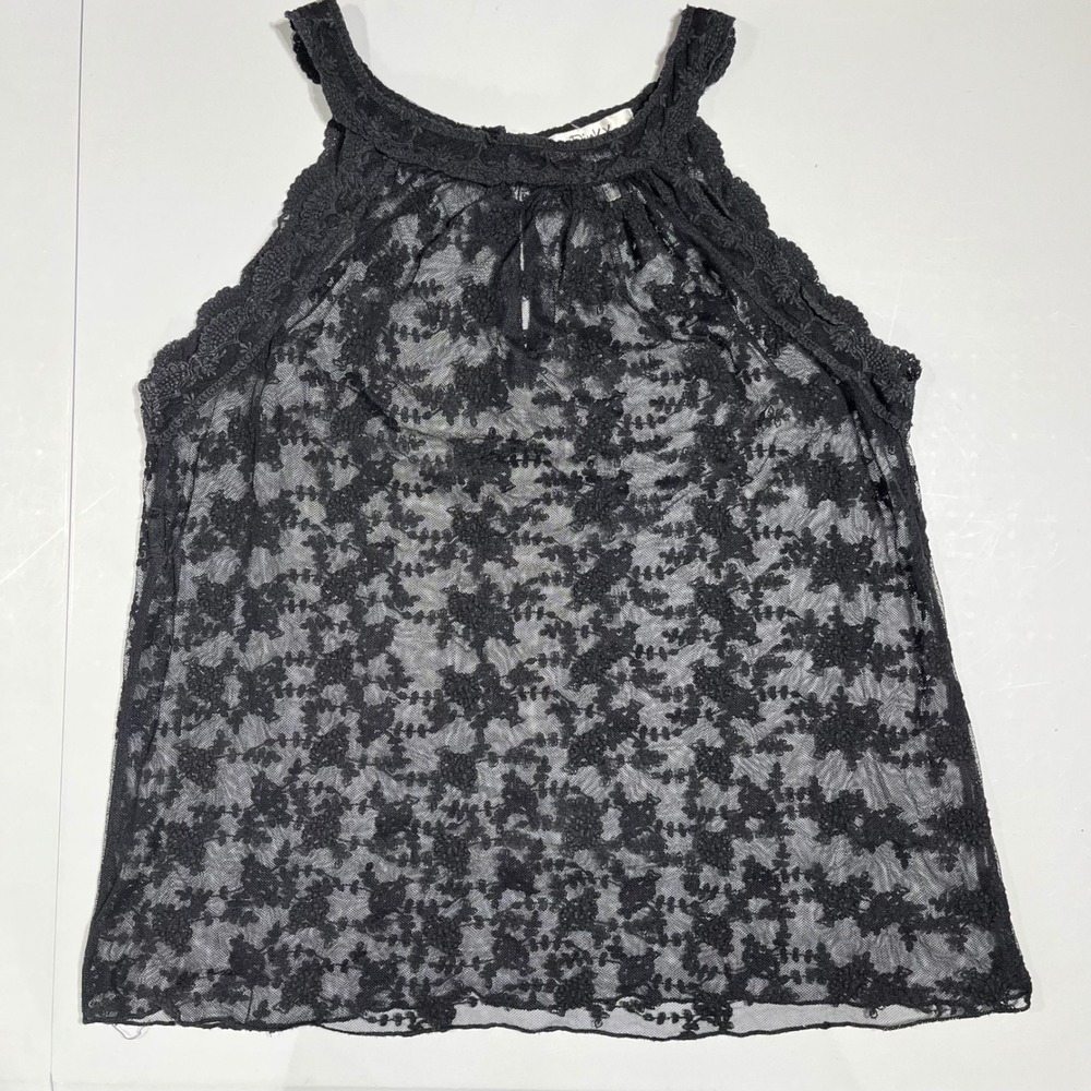 Pinky Whimsigoth Fairy Grunge Floral Lace Sheer Tank Top Womens Medium Festival